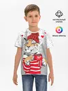 Детская базовая футболка / Тигр с чашкой кофе