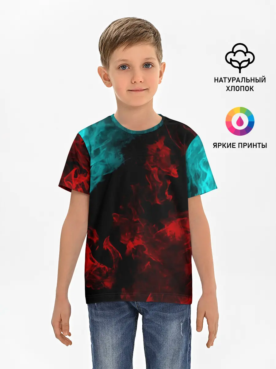 Детская базовая футболка / НЕОНОВЫЙ ОГОНЬ