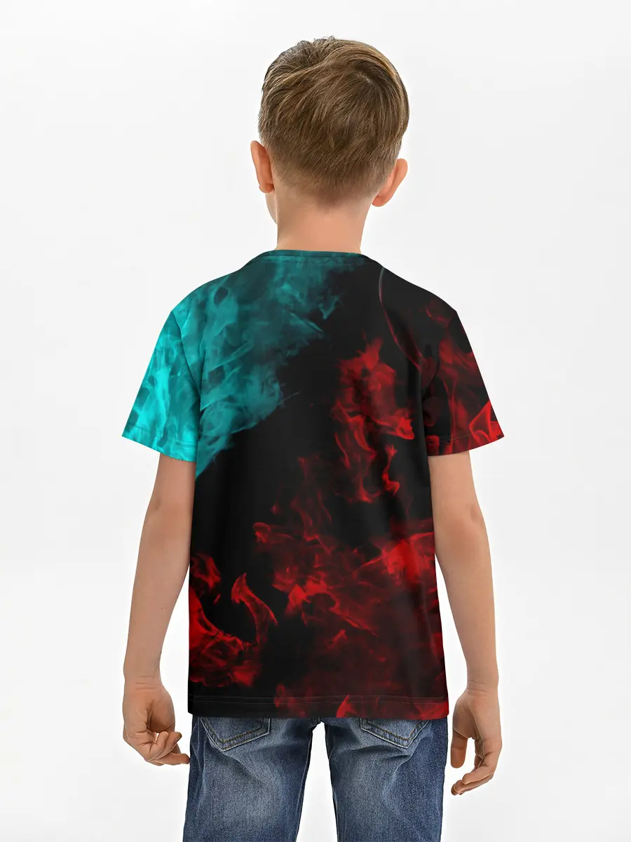 Детская базовая футболка / НЕОНОВЫЙ ОГОНЬ