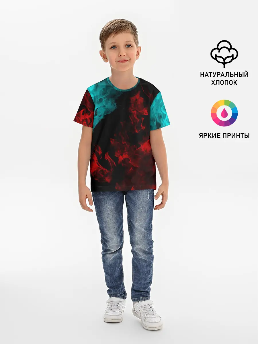 Детская базовая футболка / НЕОНОВЫЙ ОГОНЬ