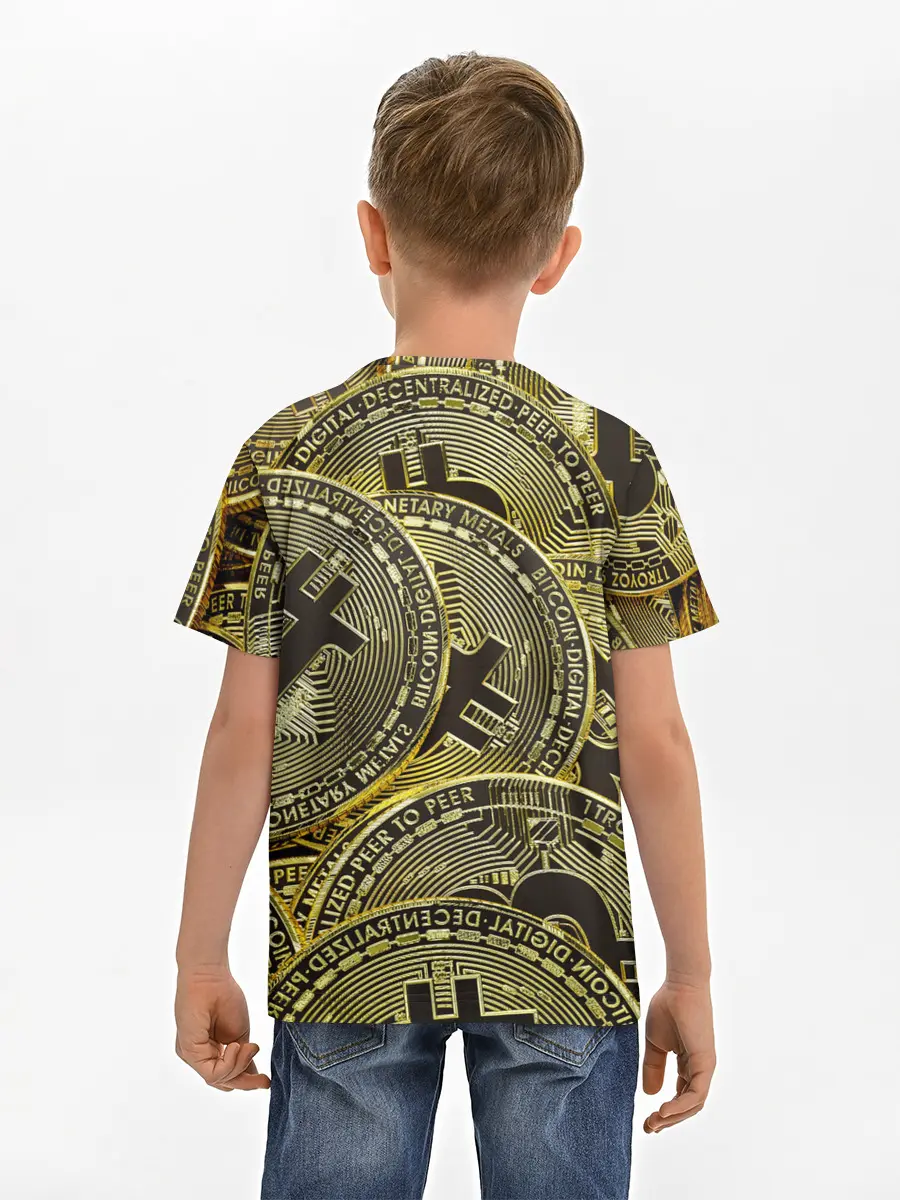 Детская базовая футболка / БИТКОИНЫ МОНЕТЫ