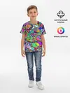 Детская базовая футболка / Дудлы узор разноцветный хиппи