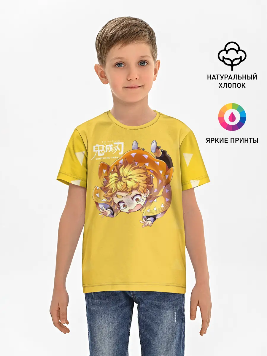 Детская базовая футболка / Зеницу Агацума Kimetsu no Yaiba