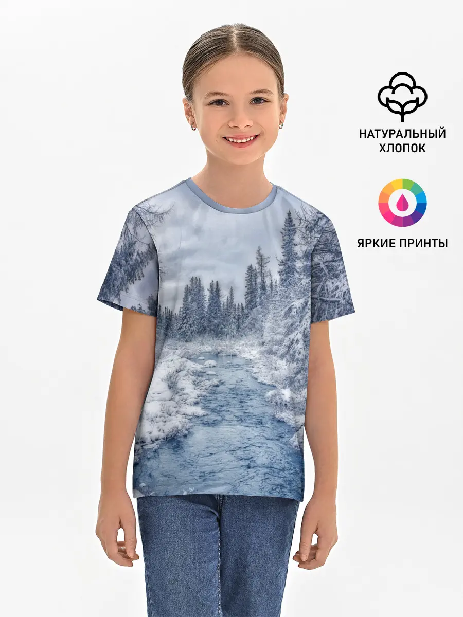 Детская базовая футболка / СНЕЖНЫЙ ПЕЙЗАЖ