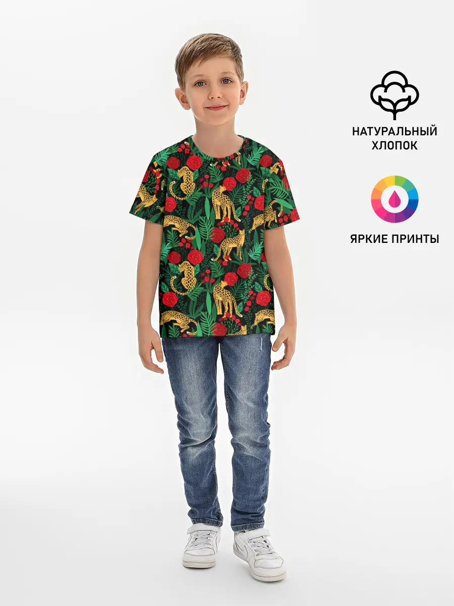Детская базовая футболка / Leopards | Леопардовый Паттерн
