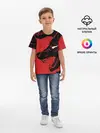 Детская базовая футболка / Красный волк 3D
