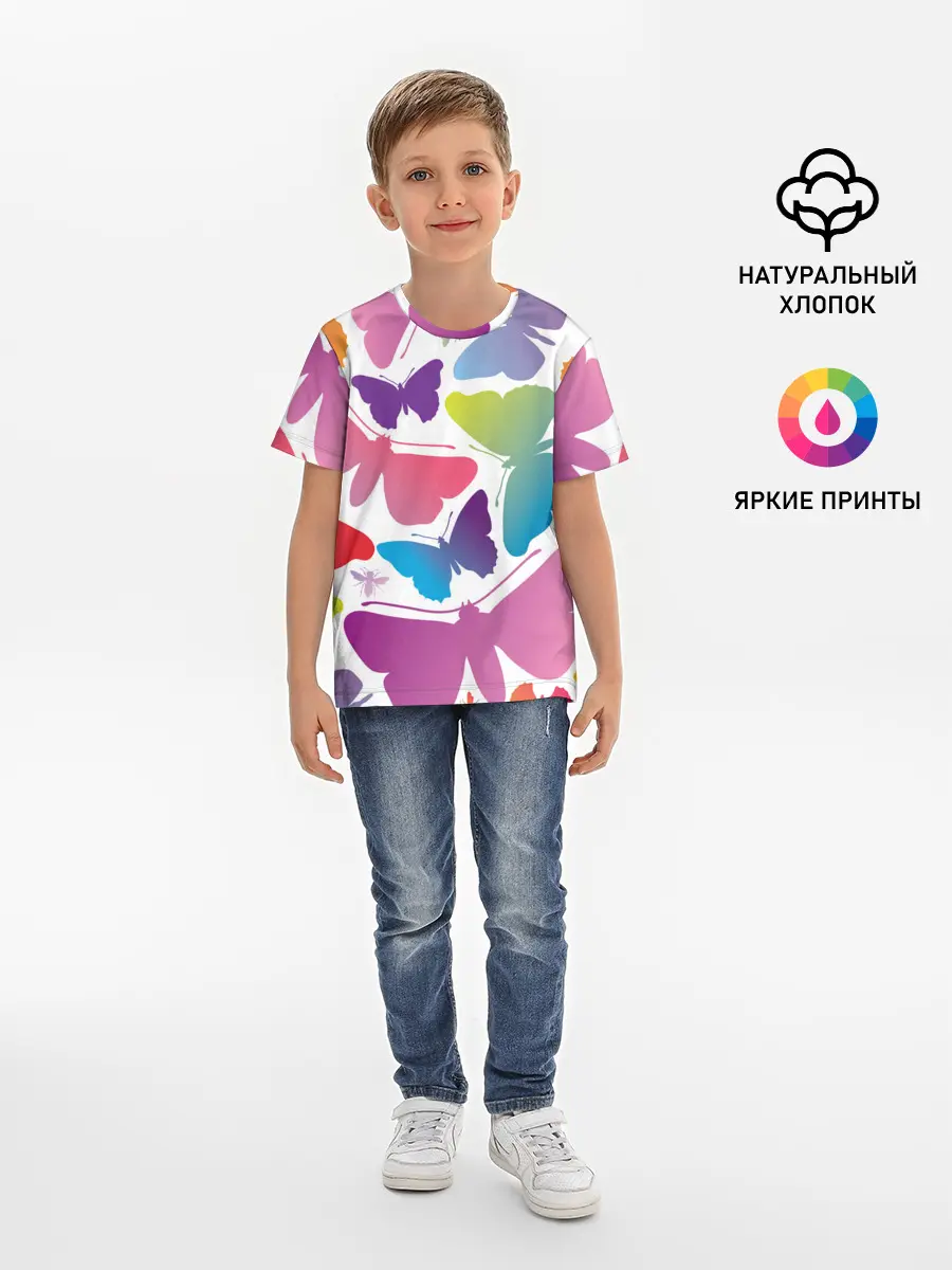 Детская базовая футболка / БАБОЧКИ ПАТТЕРН | BUTTERFLY PATTERN
