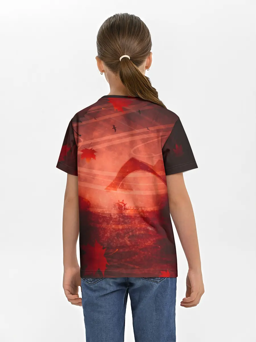 Детская базовая футболка / Кадзуха в кленовых листьях