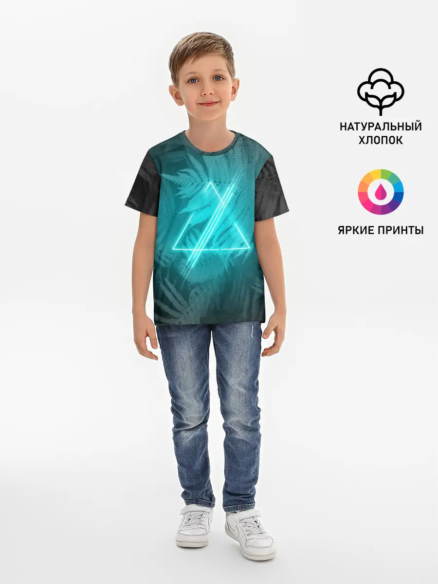 Детская базовая футболка / Neon light blue