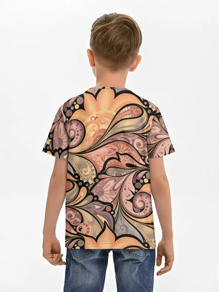 Детская базовая футболка / дудл узоры