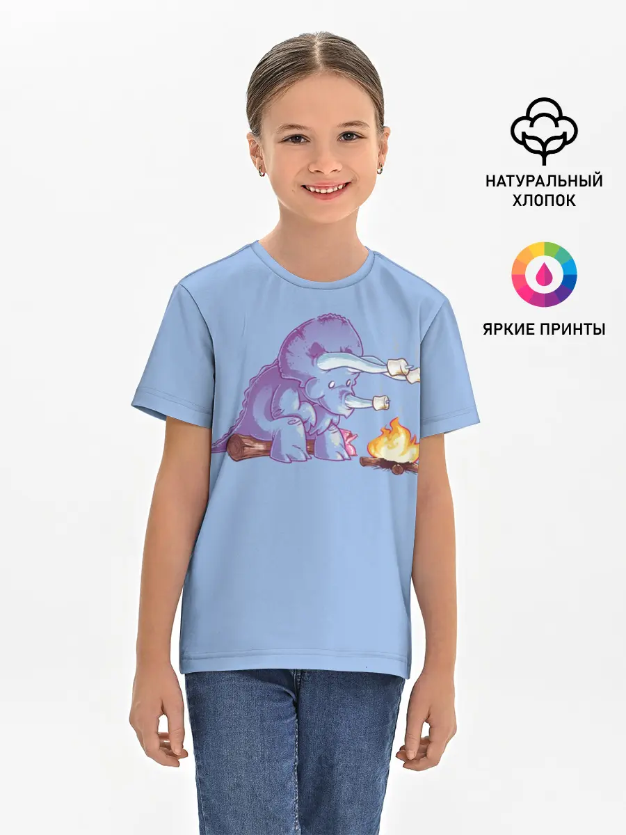 Детская базовая футболка / Трицератопс у Костра