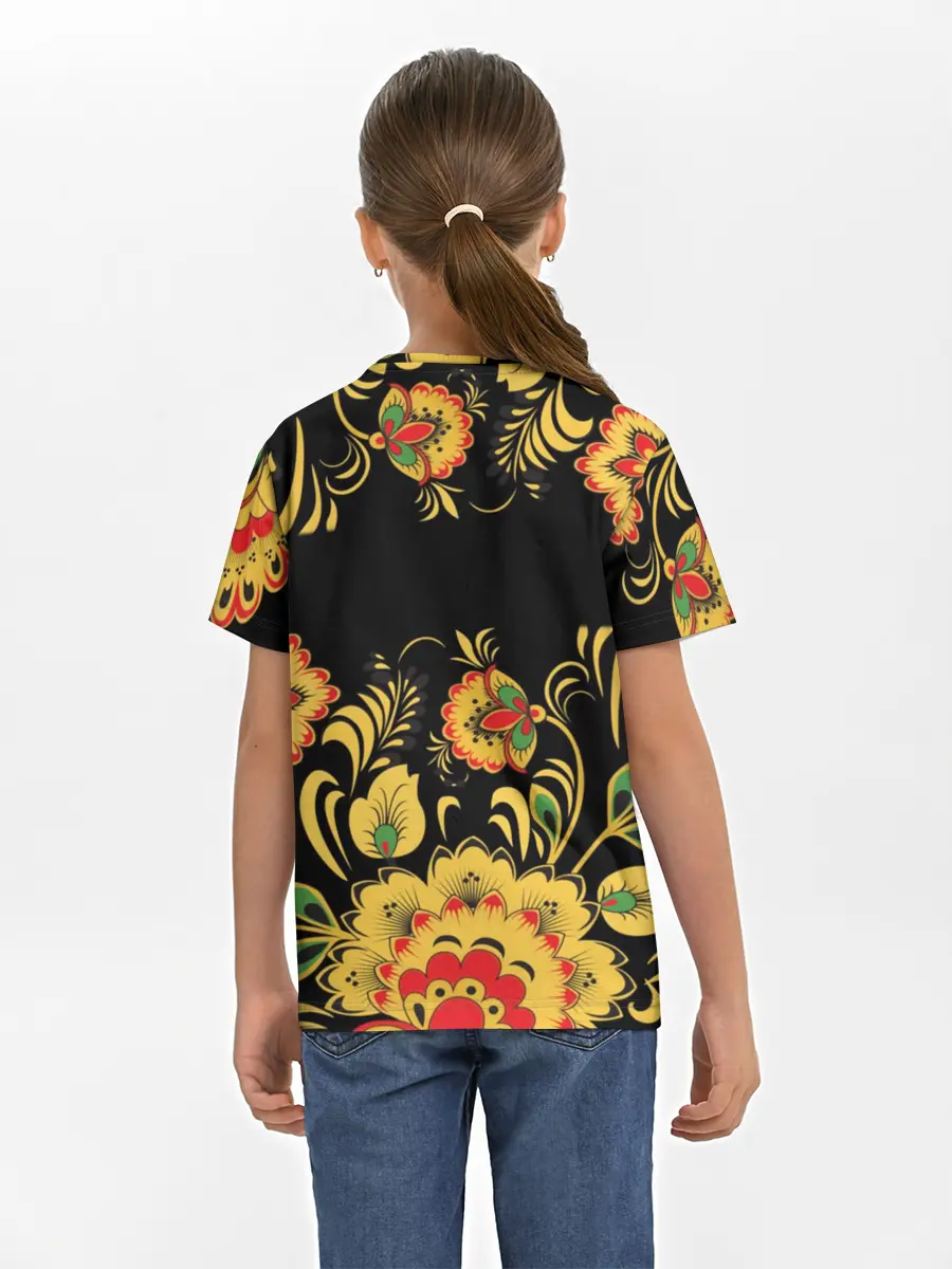 Детская базовая футболка / Степан, роспись под хохлому