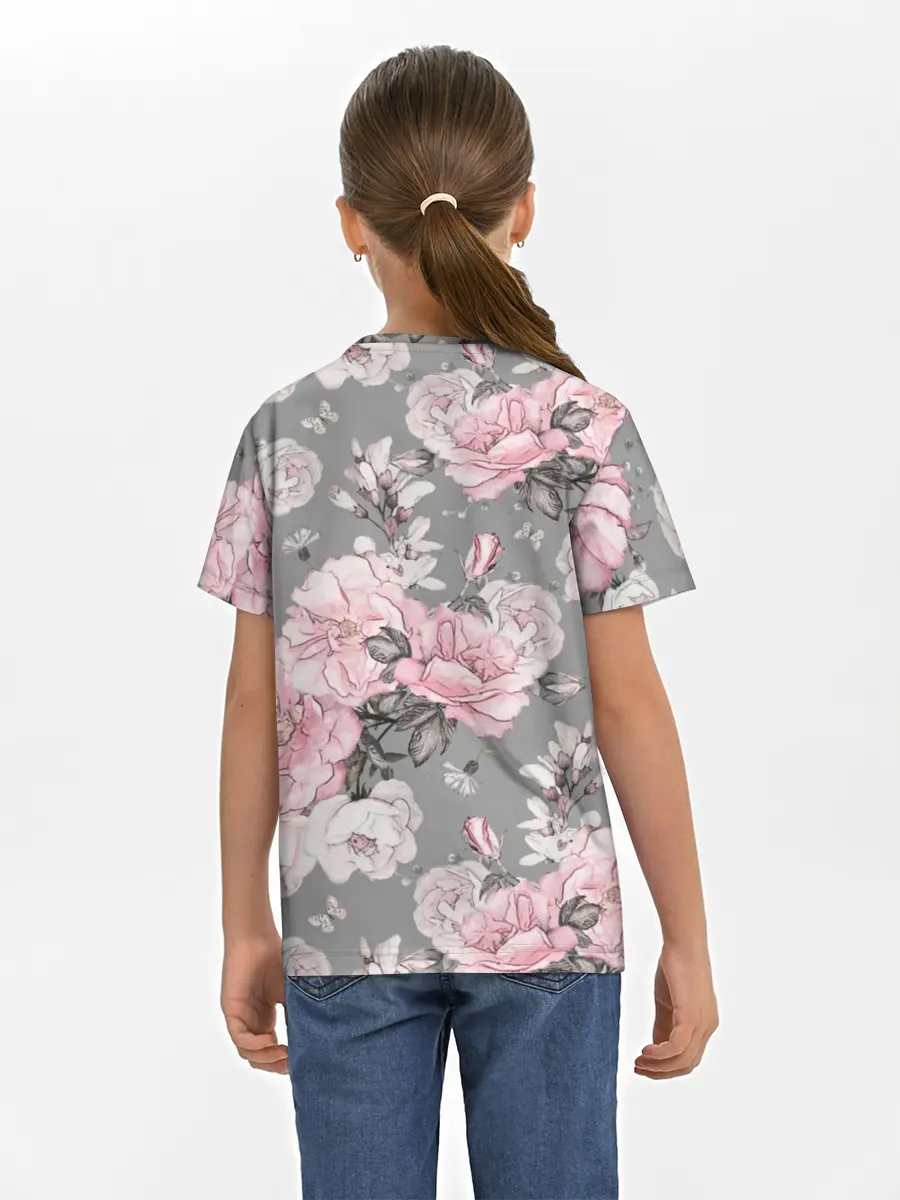 Детская базовая футболка / Розовые розы