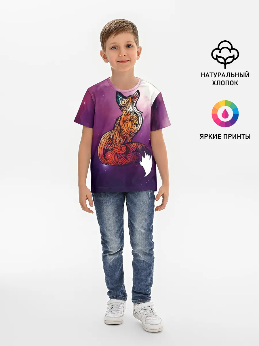 Детская базовая футболка / Космическая Лиса