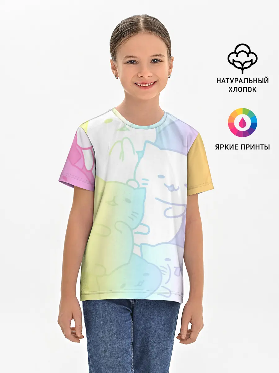 Детская базовая футболка / Котоколлаж 05
