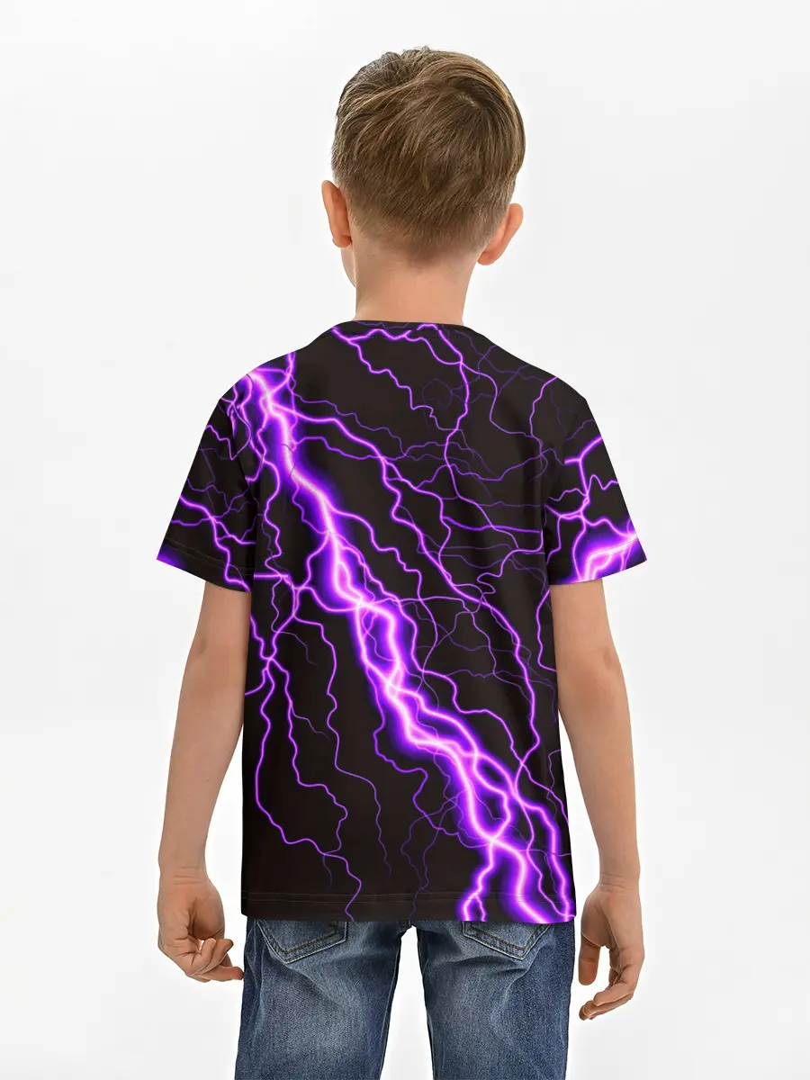 Детская базовая футболка / GENSHIN IMPACT МОЛНИЯ НЕОН