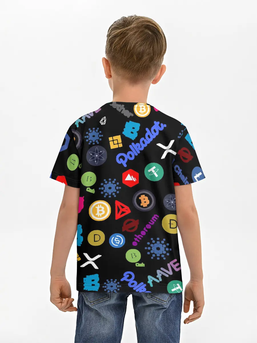 Детская базовая футболка / BITCOIN PATTERN | БИТКОИН