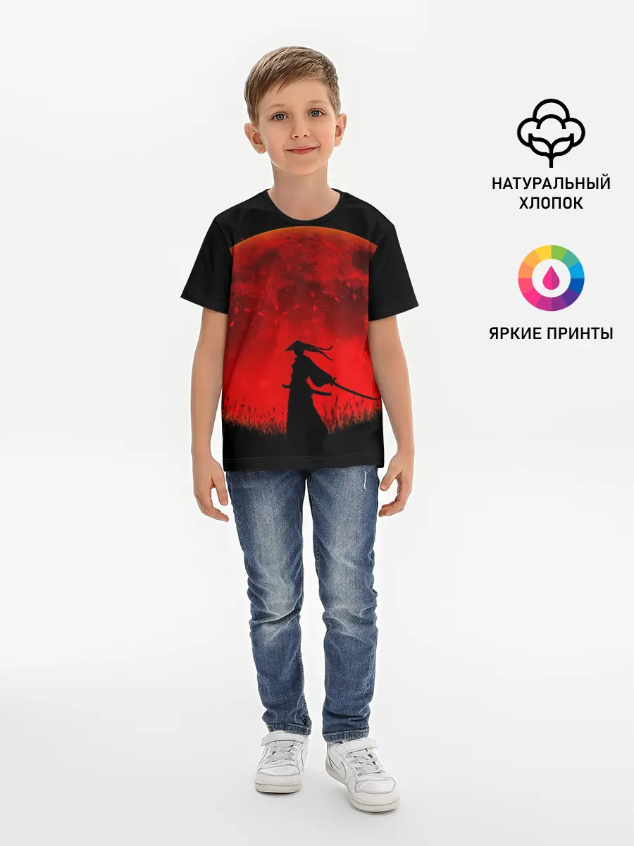 Детская базовая футболка / Самурай 3D