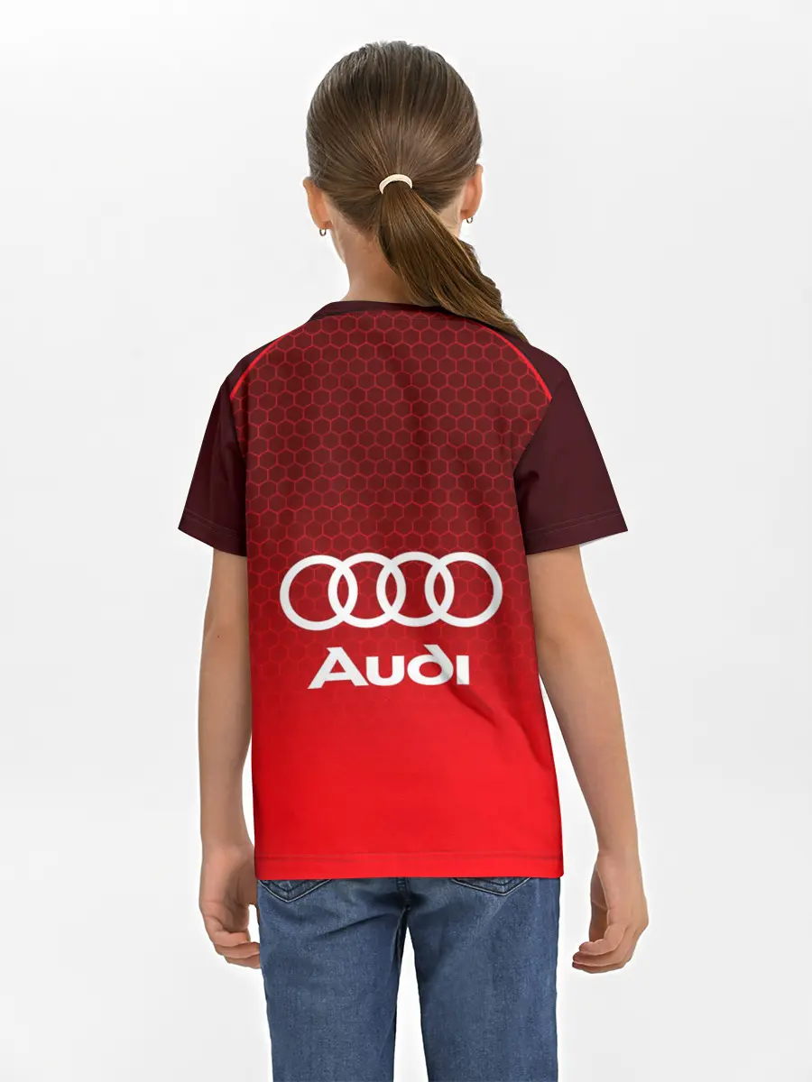 Детская базовая футболка / AUDI красная сетка