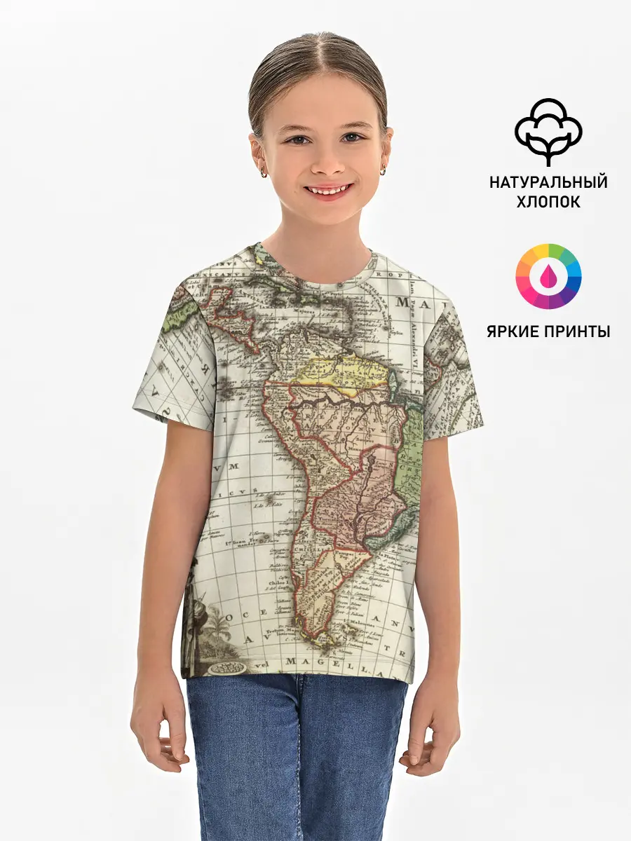 Детская базовая футболка / ВИНТАЖНАЯ КАРТА