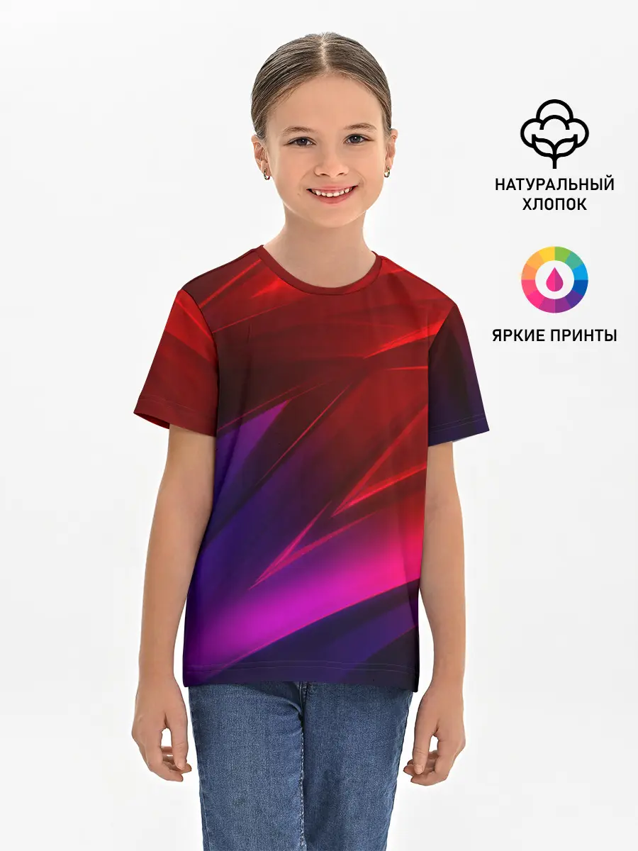 Детская базовая футболка / NEON GEOMETRY STRIPES