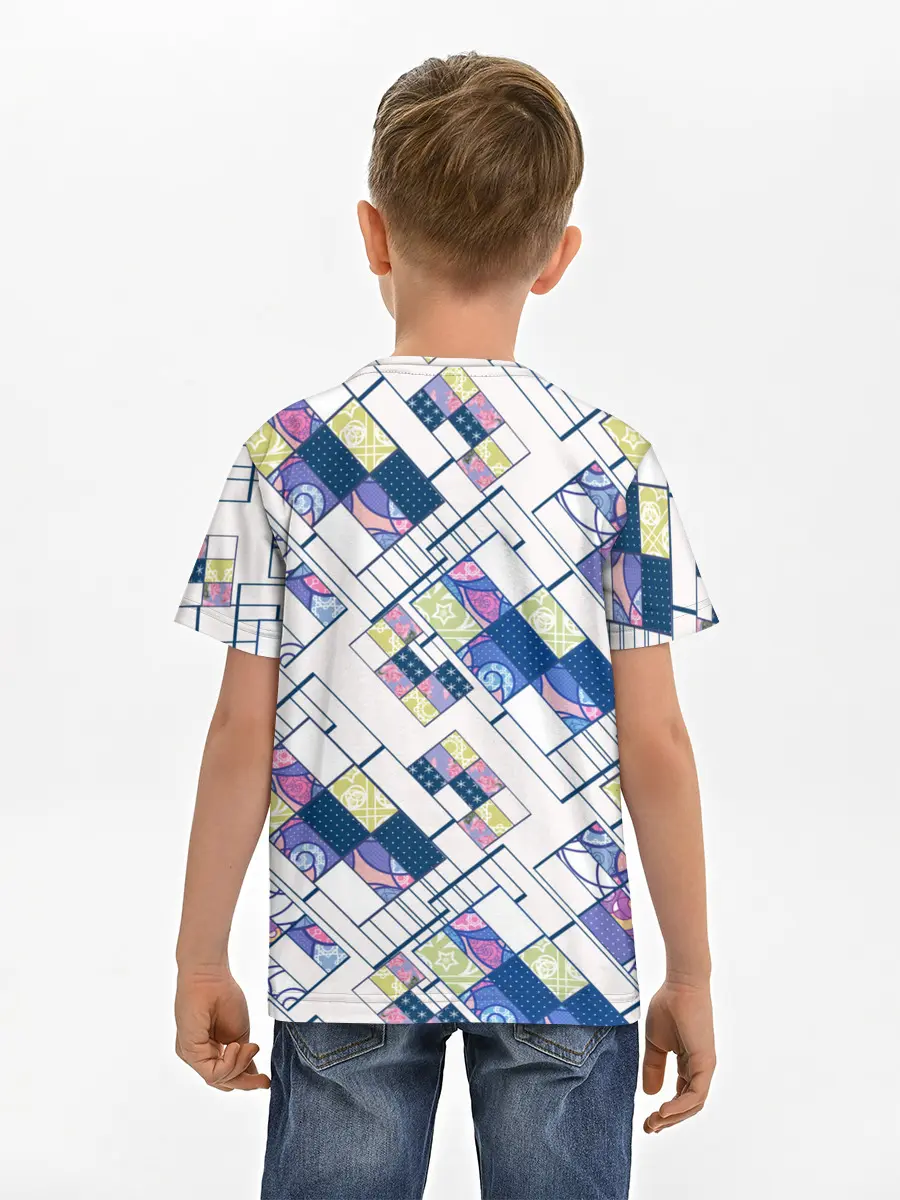 Детская базовая футболка / Этнический узор пэчворк