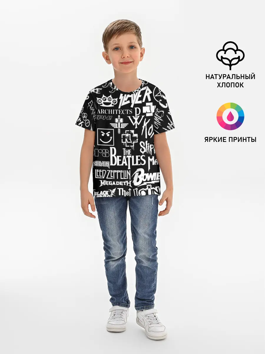 Детская базовая футболка / ЛОГОТИПЫ РОК ГРУПП