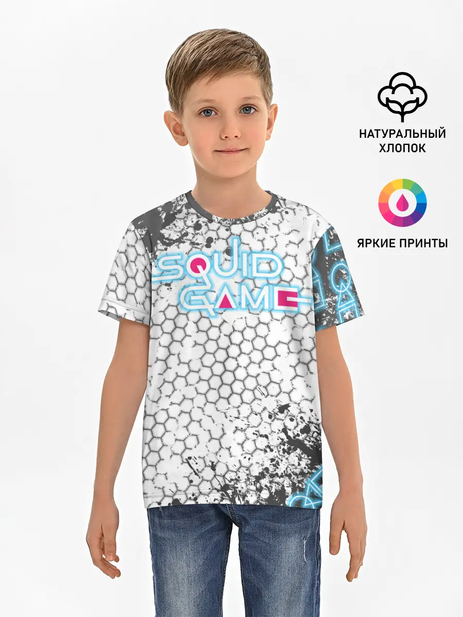 Детская базовая футболка / Игра в кальмара Неон