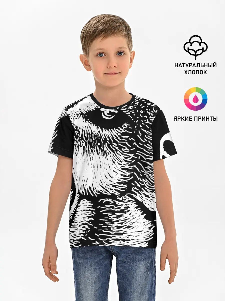 Детская базовая футболка / Черный медведь