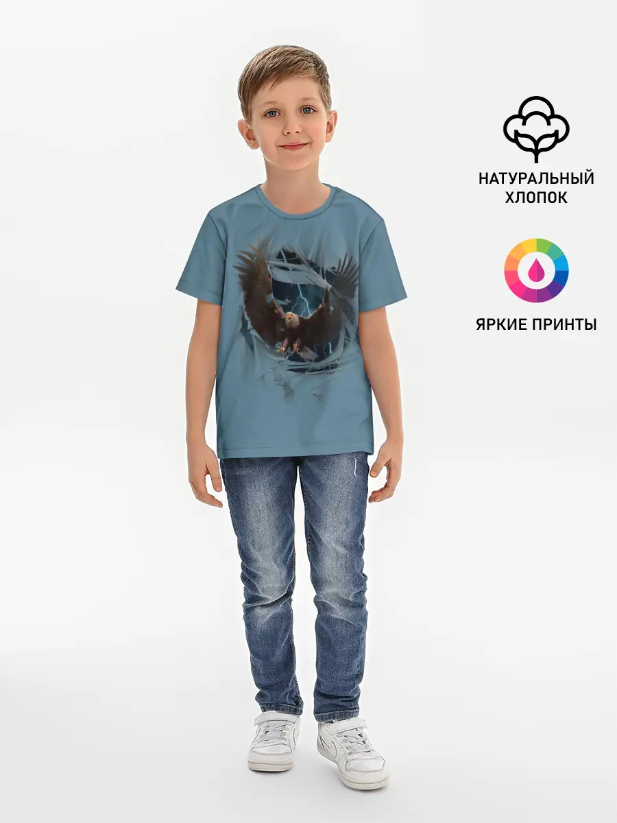 Детская базовая футболка / ОРЕЛ СКВОЗЬ ТКАНЬ