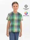Детская базовая футболка / Зеленый клетчатый узор