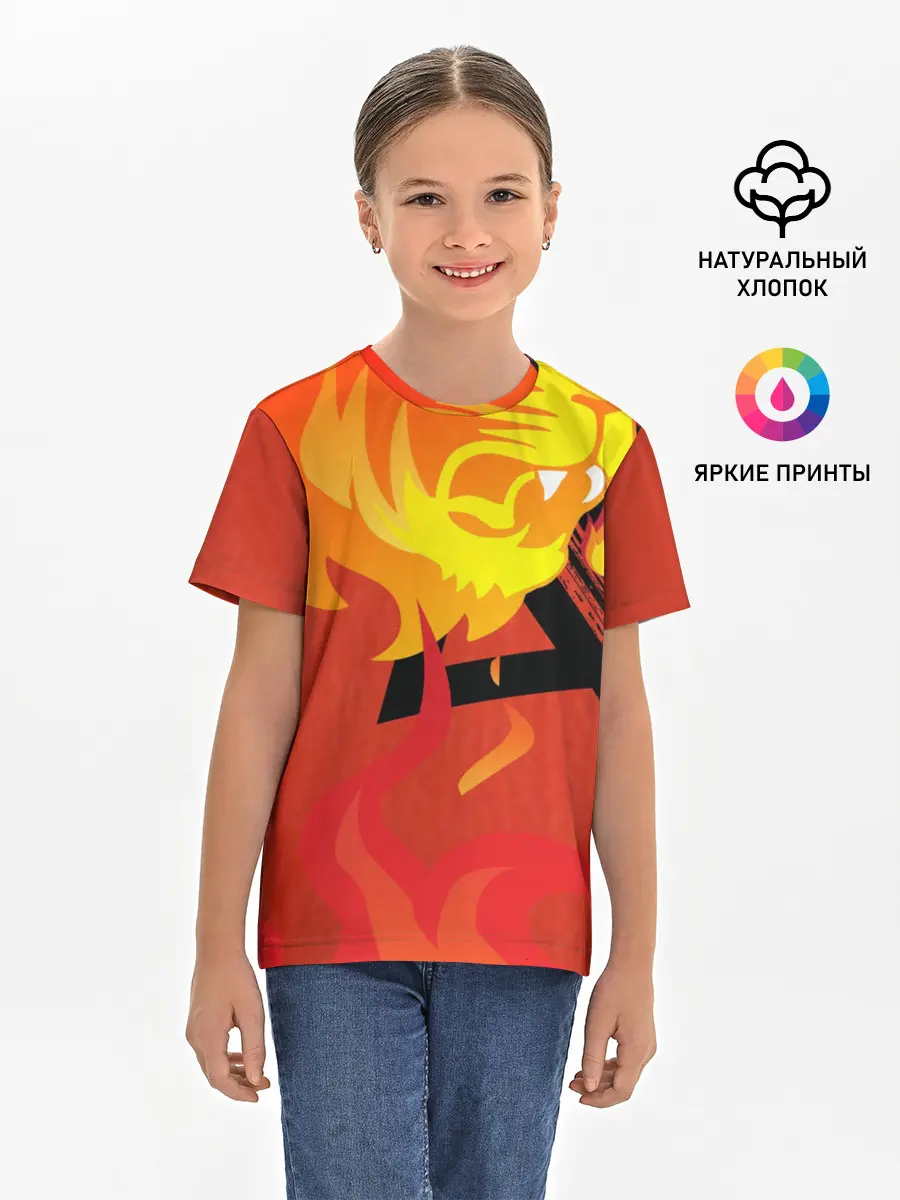 Детская базовая футболка / Огненный лев