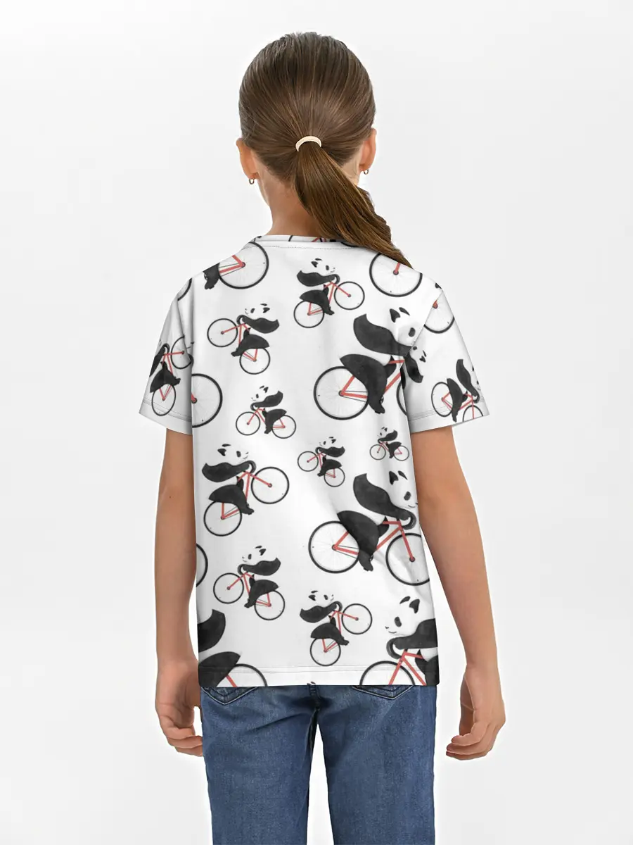 Детская базовая футболка / Панды На Велосипеде
