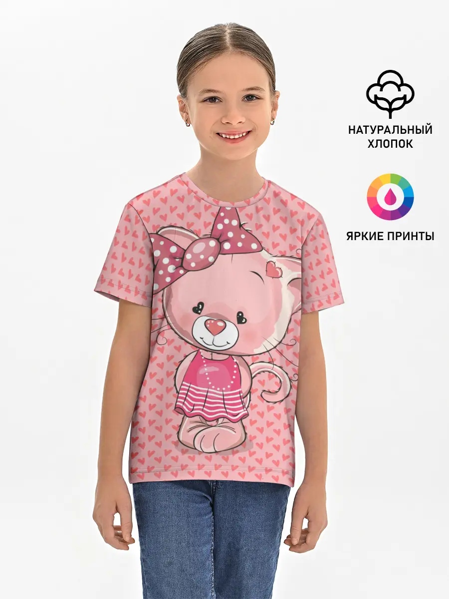 Детская базовая футболка / Котенок