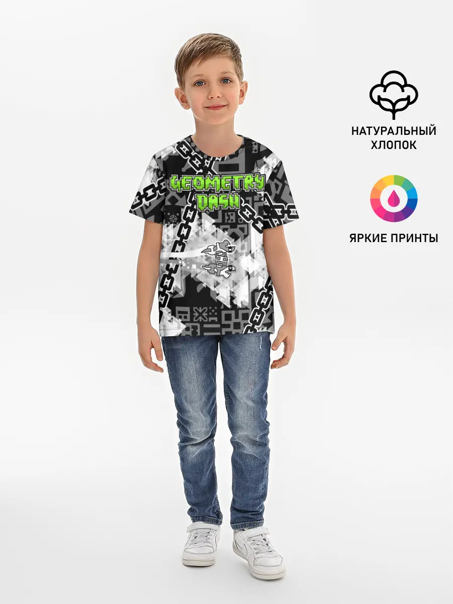 Детская базовая футболка / Geometry Dash