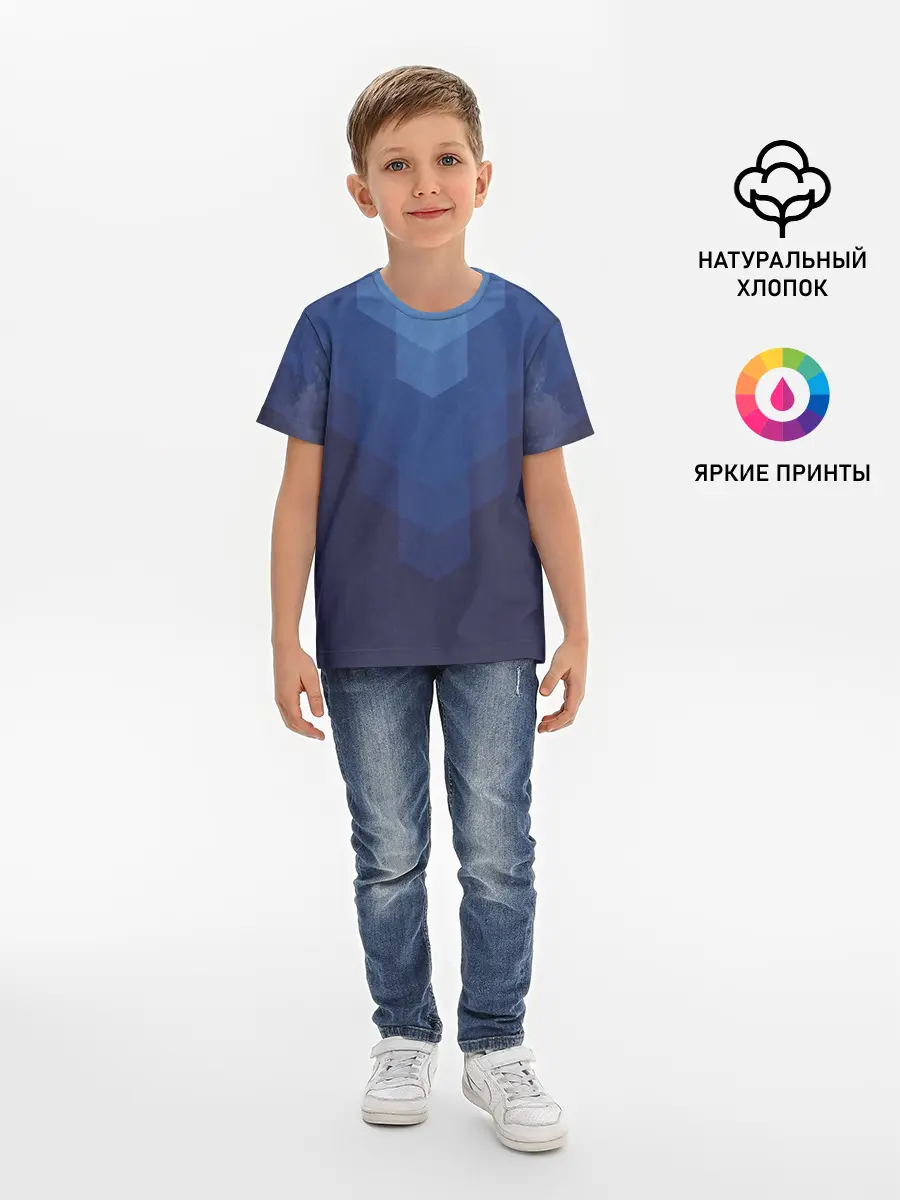 Детская базовая футболка / Сине-черная Геометрия Линий