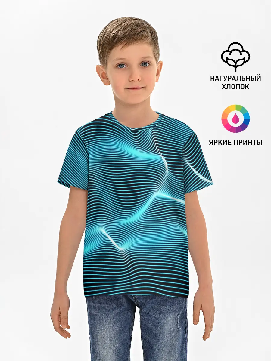 Детская базовая футболка / Neon lines