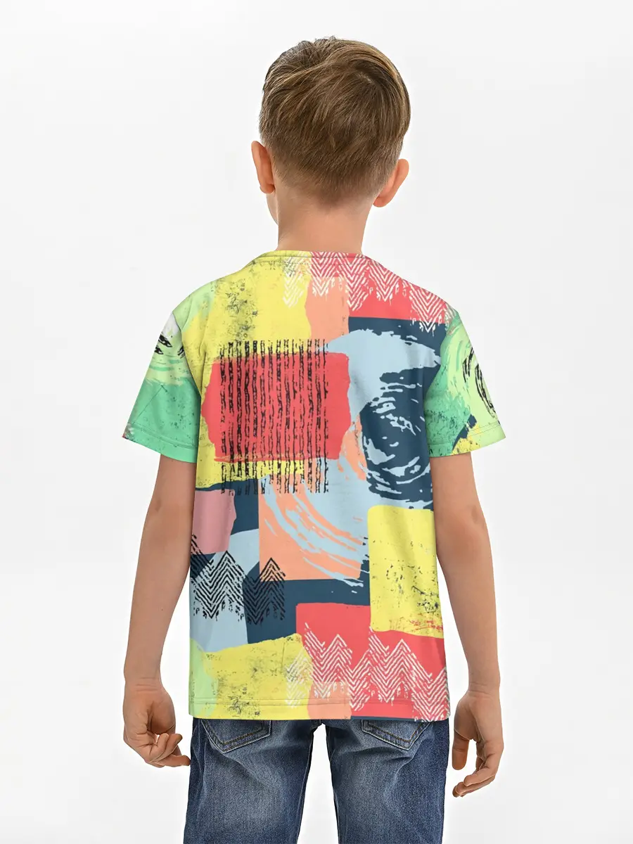Детская базовая футболка / Желто-зеленый тай-дай