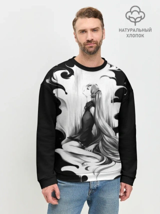 Мужской свитшот базовый / Черно-белая Мику Хацунэ