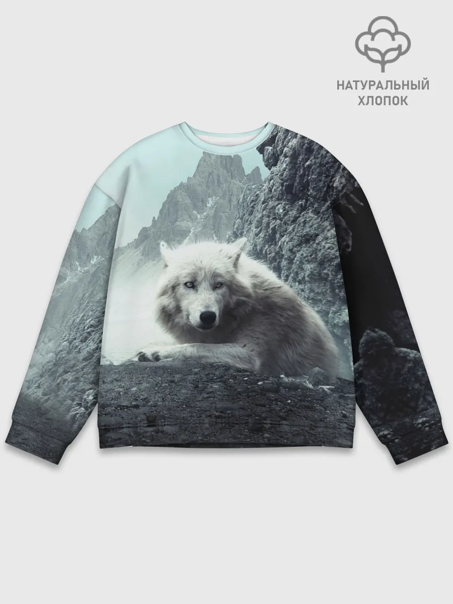 Мужской свитшот базовый / Волк в горах