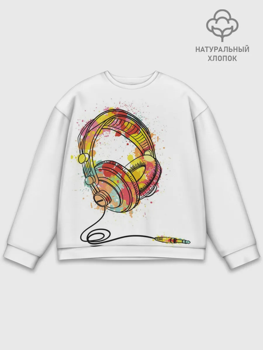 Мужской свитшот базовый / Красочные наушники