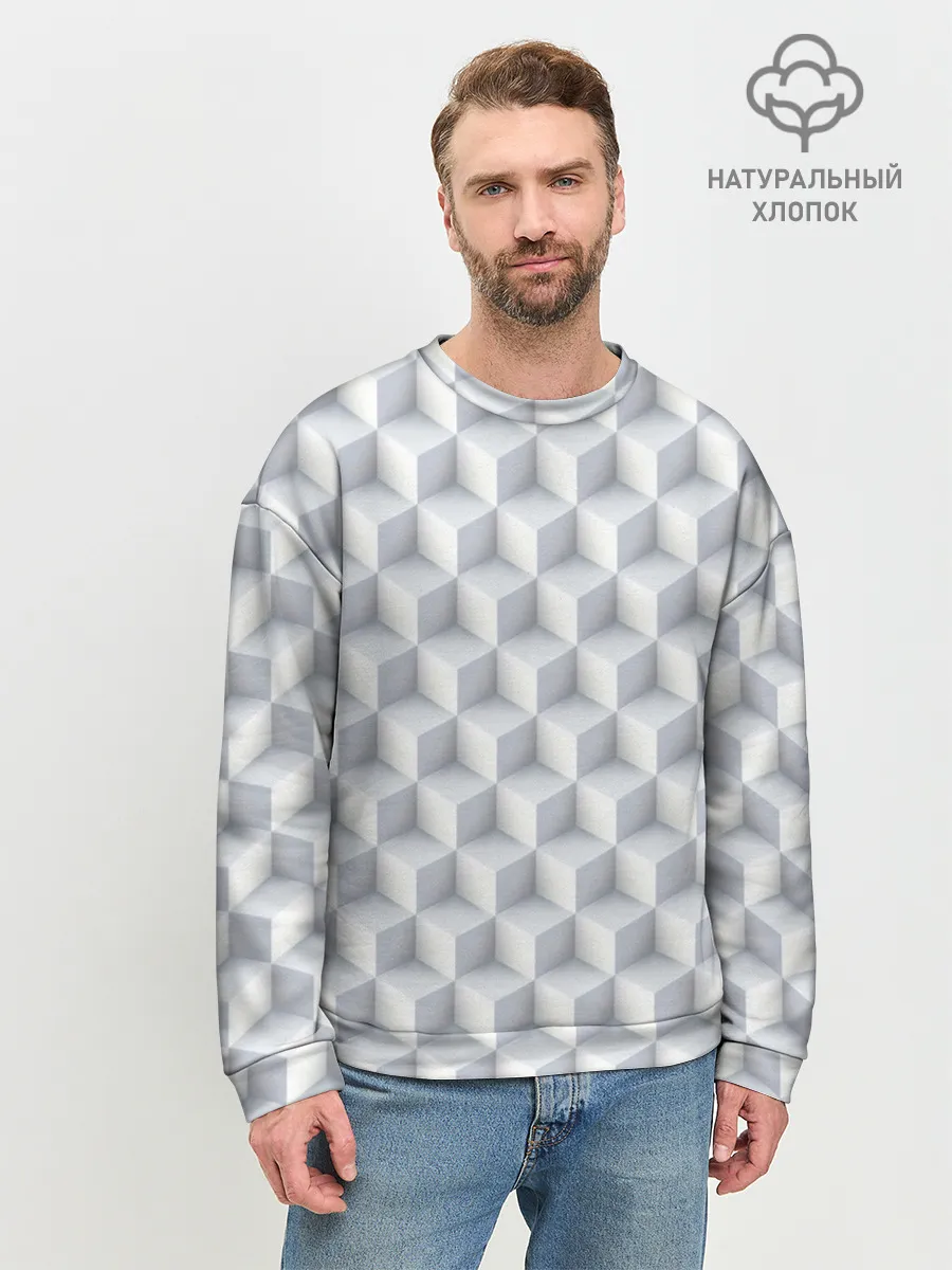 Мужской свитшот базовый / 3D Кубы