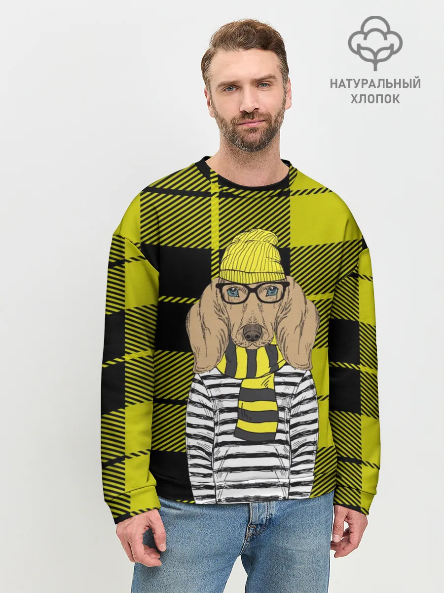 Мужской свитшот базовый / Такса Хипстер