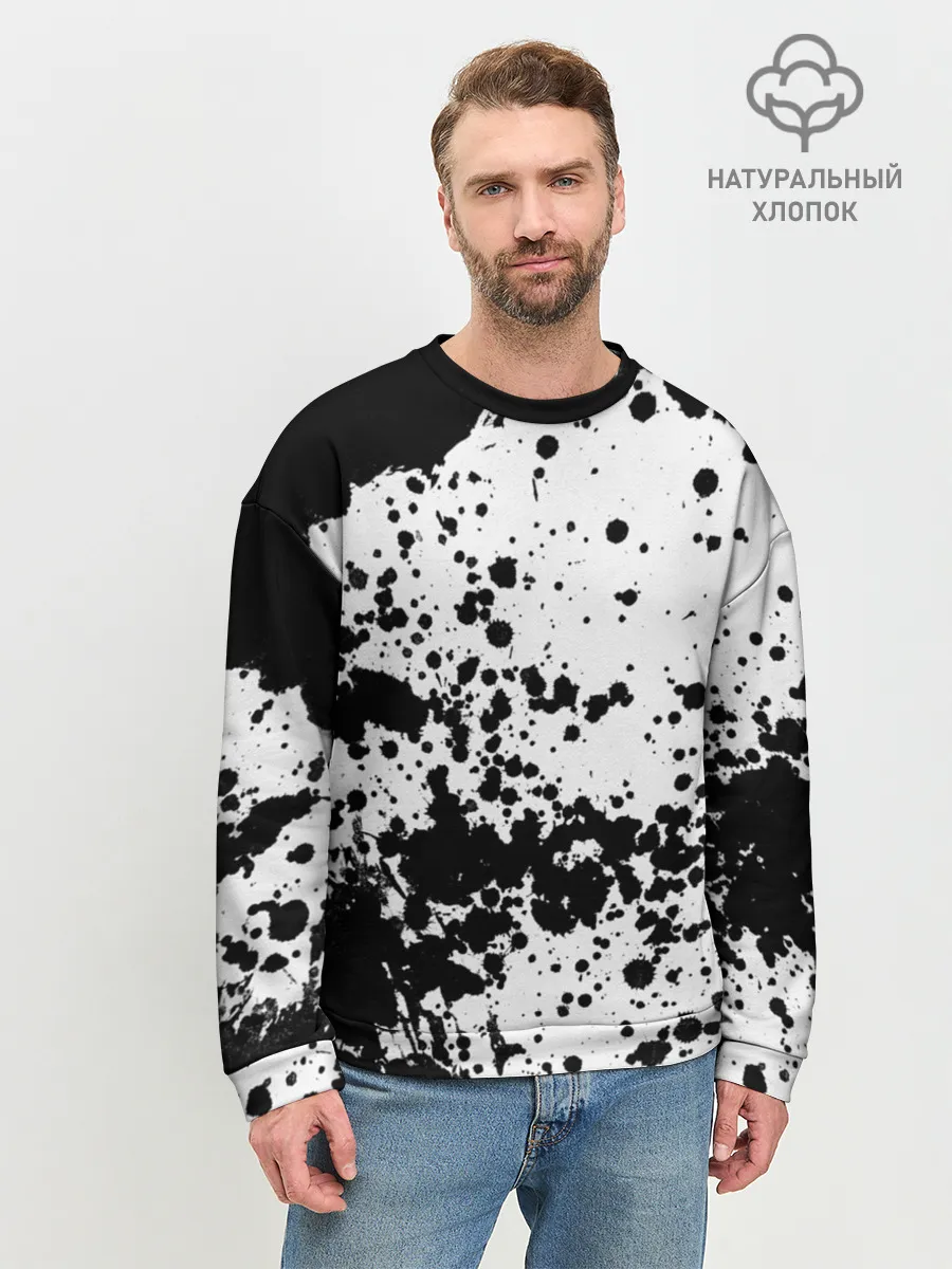 Мужской свитшот базовый / Черно-белые капли