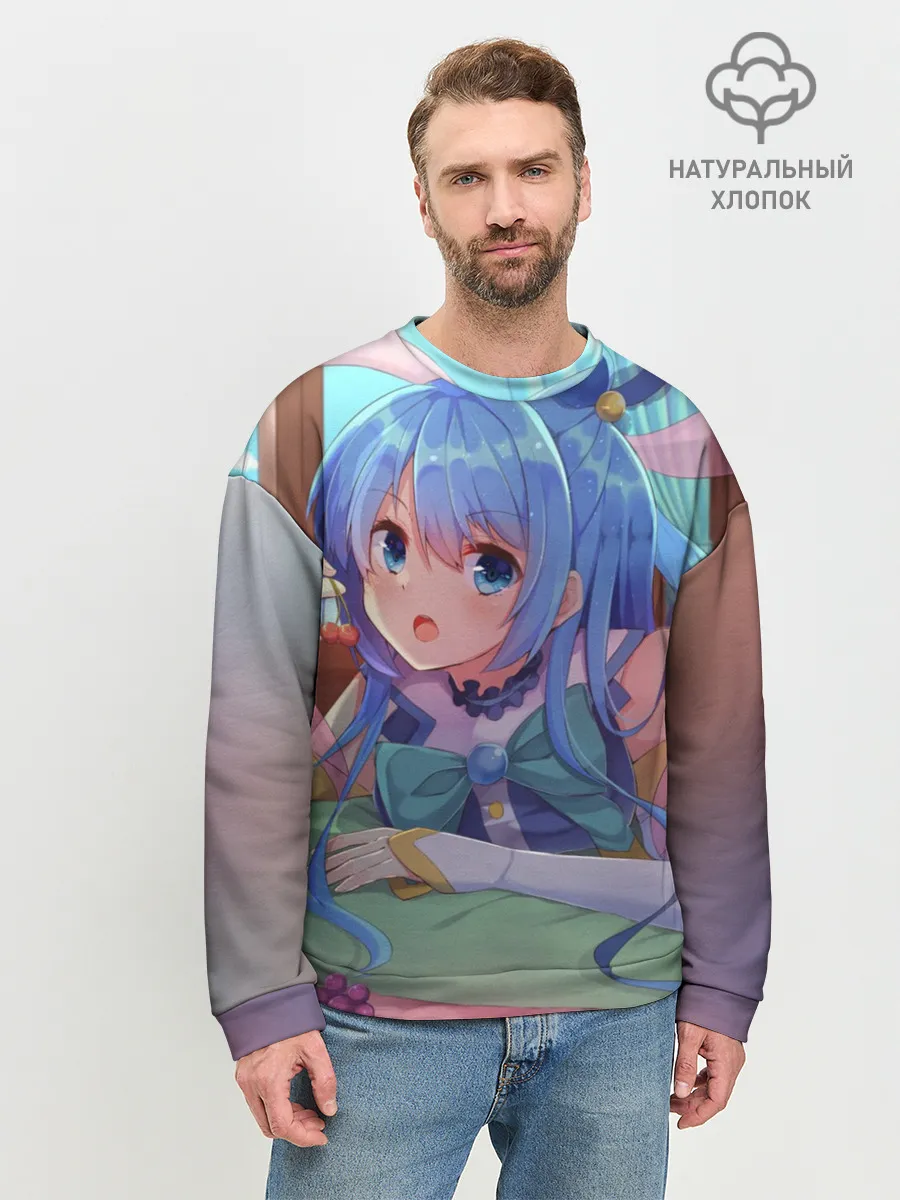 Мужской свитшот базовый / коносуба аква