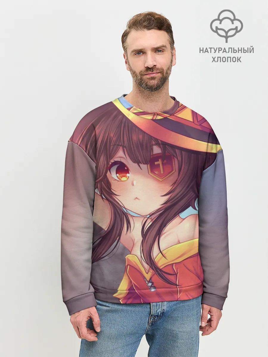 Мужской свитшот базовый / Konosuba в шляпе