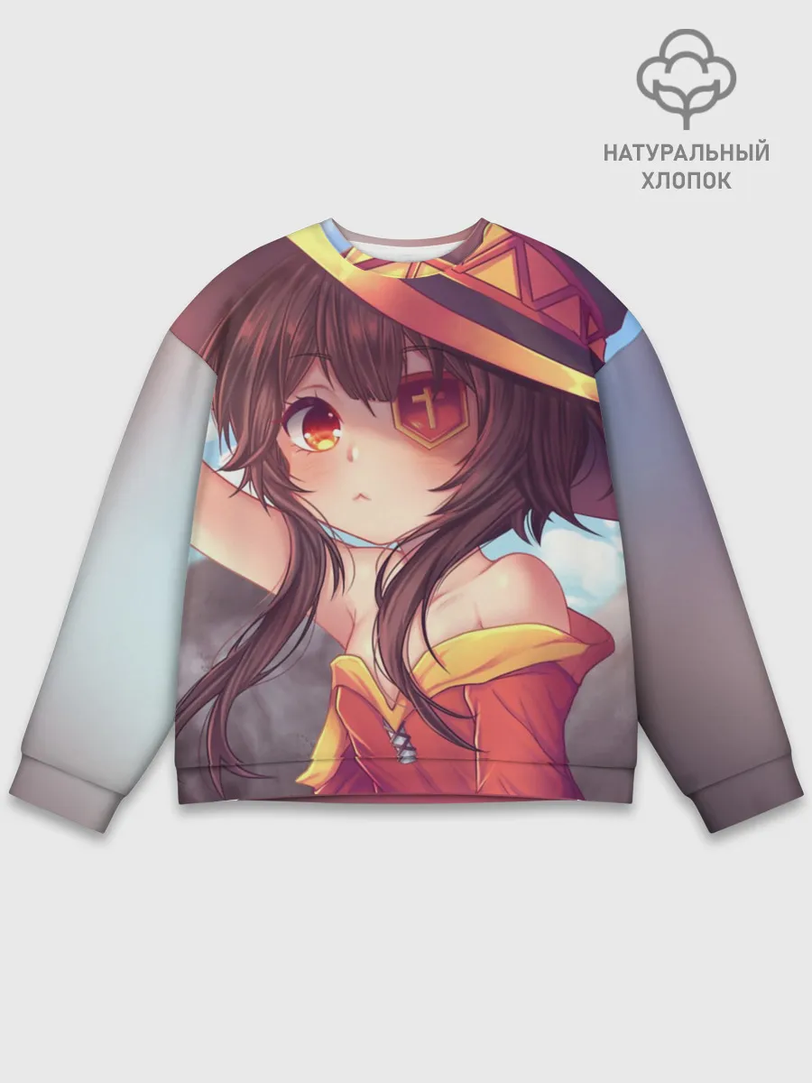 Мужской свитшот базовый / Konosuba в шляпе