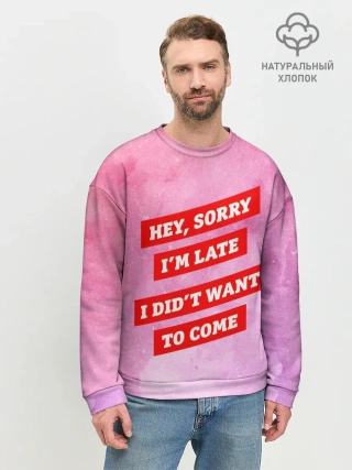 Мужской свитшот базовый / sorry im late 3d