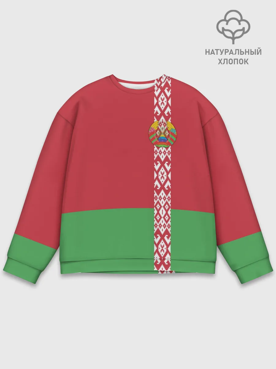 Мужской свитшот базовый / Белоруссия, лента с гербом
