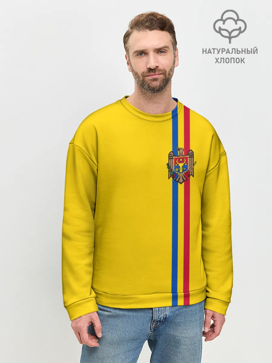 Мужской свитшот базовый / Молдавия, лента с гербом